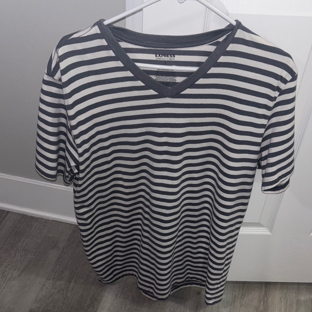 Express Striped V-Neck Tee